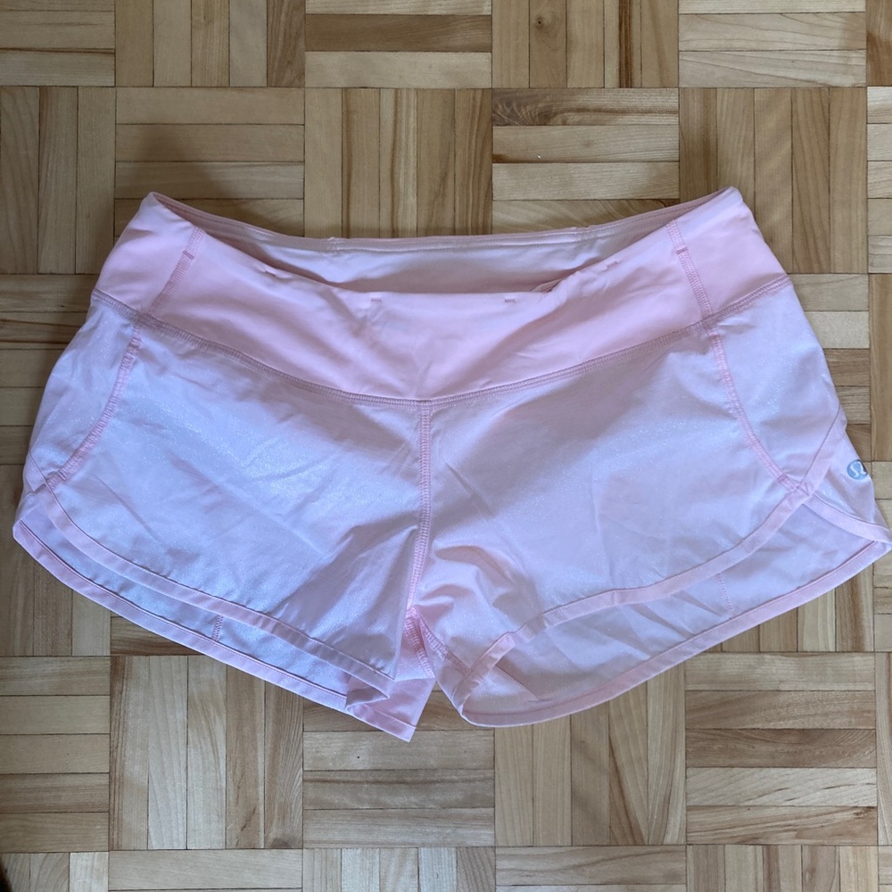 Lululemon run Speed shorts pink silver stripe 2.5” inseam lined